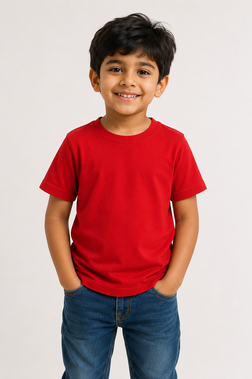 Custom Customized Kids T-Shirt 100% Cotton | Name, Image & Quote Printing | Half Sleeve Round Neck | Ages 1.5–6 Years | Red, Blue & Pink print view 5